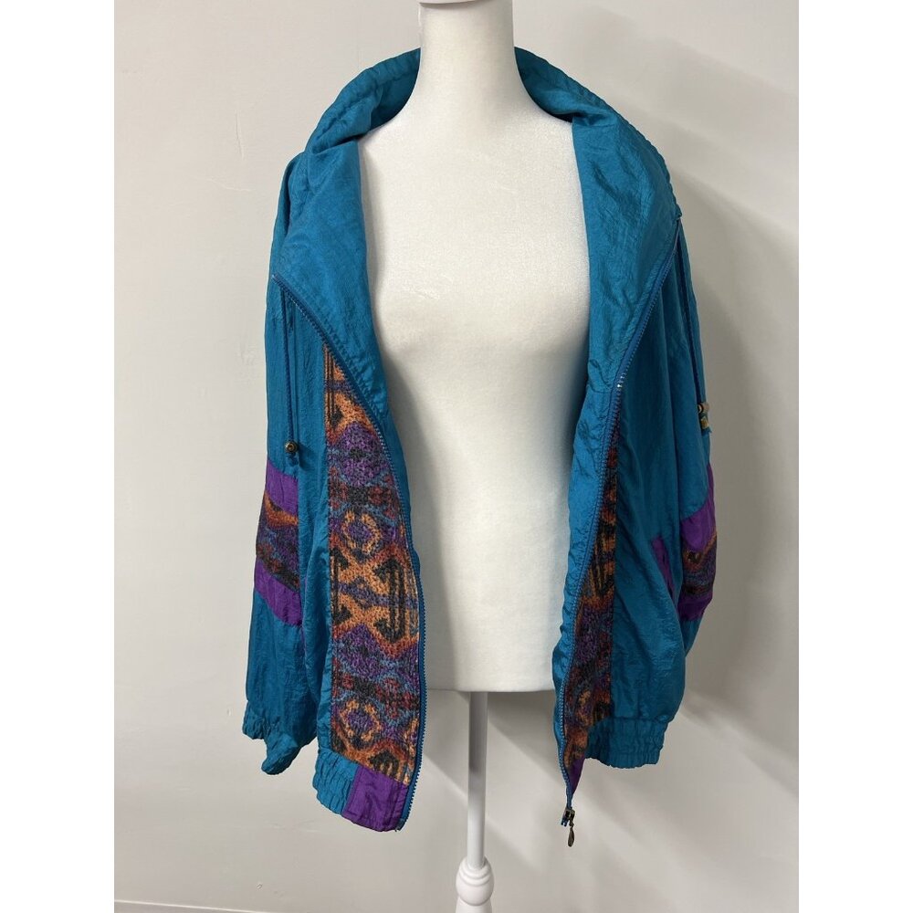 Vtg 80s 90s Women’s Med (lg) Purple Aztec Westport Jacket Colorful Windbreaker - Picture 9 of 13